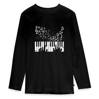 Piano - Teenager Premium Bio Langarmshirt - Schwarz - Vorne - AI Model Kid Female (0cm)