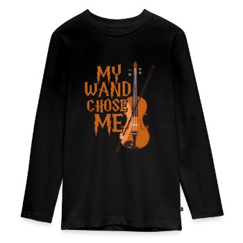 violon - T-shirt manches longues Premium Ado - noir - Devant - AI Model Kid Female (0cm)