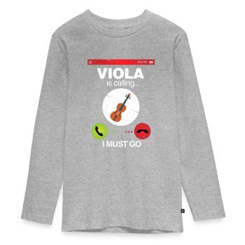 Viola - Teenager Premium Bio Langarmshirt - Grau meliert - Vorne