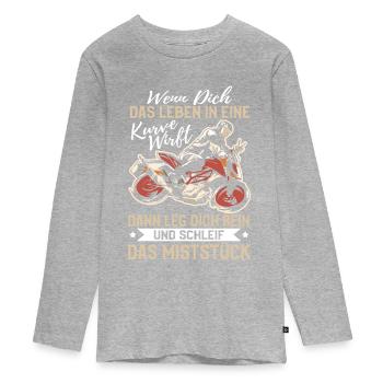 Lustig Motorrad Bike Geschenk Spruch Sarkastisch - Teenager Premium Bio Langarmshirt - Grau meliert - Vorne