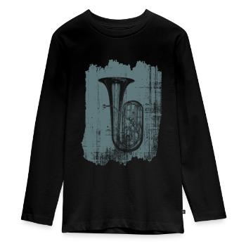 Tuba Instrument - T-shirt manches longues Premium Ado - noir - Devant - AI Model Kid Female (0cm)