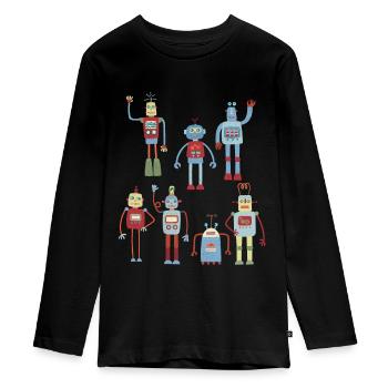 Robots - T-shirt manches longues Premium Ado - noir - Devant - AI Model Kid Female (0cm)
