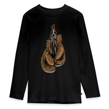 boxing boxing glove - Teenager Premium Organic Long Sleeve Shirt - black - Front - AI Model Kid Female (0cm)