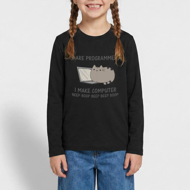 Programierer lustige Katze Computer Nerd Teenager Premium Bio Langarmshirt