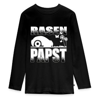 Rasen Papst Mähroboter - Teenager Premium Bio Langarmshirt - Schwarz - Vorne - AI Model Kid Female (0cm)