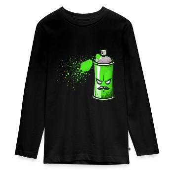 Cool Graffiti Artist Street Typography Drawing - Teenager Premium Organic Long Sleeve Shirt - black - Front - AI Model Kid Female (0cm)