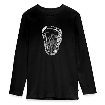 Kletterer Karabiner Klettern - Teenager Premium Bio Langarmshirt - Schwarz - Vorne - AI Model Kid Female (0cm)