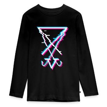 Sigil of Lucifer Aesthetic Goth Satanist Gift - Teenager Premium Organic Long Sleeve Shirt - black - Front - AI Model Kid Female (0cm)