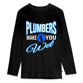 plombier - T-shirt manches longues Premium Ado - noir - Devant - AI Model Kid Female (0cm)