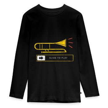 Instrument trombone - T-shirt manches longues Premium Ado - noir - Devant - AI Model Kid Female (0cm)