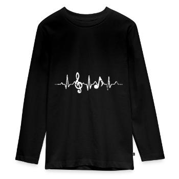 Musical Herzschlag - Teenager Premium Bio Langarmshirt - Schwarz - Vorne - AI Model Kid Female (0cm)