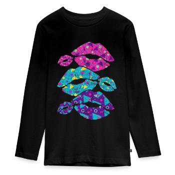 Années 80 - T-shirt manches longues Premium Ado - noir - Devant - AI Model Kid Female (0cm)
