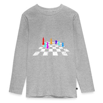 Rétro jeu d’échecs - T-shirt manches longues Premium Ado - gris chiné - Devant