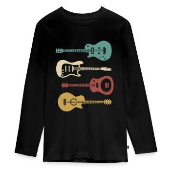 Gitarre - Teenager Premium Bio Langarmshirt - Schwarz - Vorne - AI Model Kid Female (0cm)