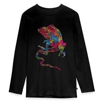 Iguane Asie - T-shirt manches longues Premium Ado - noir - Devant - AI Model Kid Female (0cm)