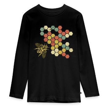 beekeeper - Teenager Premium Organic Long Sleeve Shirt - black - Front - AI Model Kid Female (0cm)