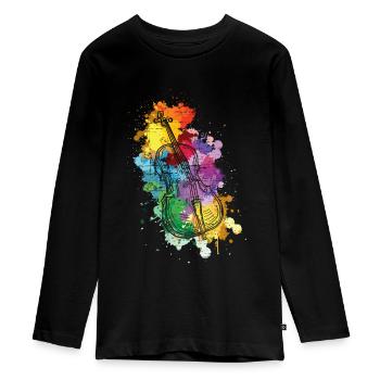 Musique de musicien de violoncelle - T-shirt manches longues Premium Ado - noir - Devant - AI Model Kid Female (0cm)