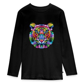 Tiger Tier - Teenager Premium Bio Langarmshirt - Schwarz - Vorne - AI Model Kid Female (0cm)