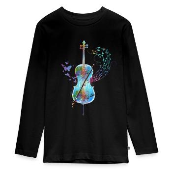Cello Cellospieler Orchester - Teenager Premium Bio Langarmshirt - Schwarz - Vorne - AI Model Kid Female (0cm)