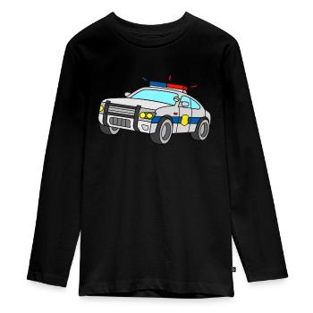 Police Car USA Police Vehicle - Teenager Premium Organic Long Sleeve Shirt - black - Front - AI Model Kid Female (0cm)