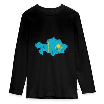 Kazakhstan Pays Asie - T-shirt manches longues Premium Ado - noir - Devant - AI Model Kid Female (0cm)
