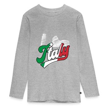 Italy Colosseum Leaning Tower of Pisa - Teenager Premium Organic Long Sleeve Shirt - heather grey - Front