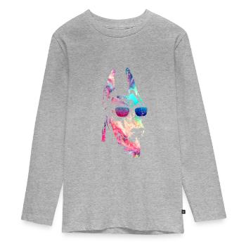Doberman - T-shirt manches longues Premium Ado - gris chiné - Devant