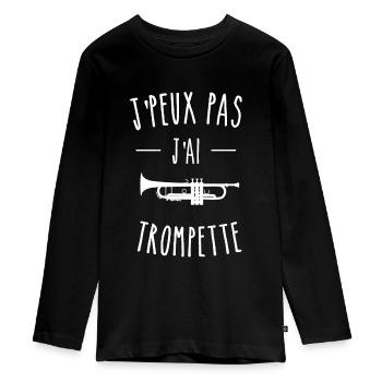 j peux pas j'ai TROMPETTE - T-shirt manches longues Premium Ado - noir - Devant - AI Model Kid Female (0cm)