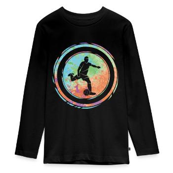 Fußball Spieler Fußballspieler Jungen Fußballer - Teenager Premium Bio Langarmshirt - Schwarz - Vorne - AI Model Kid Female (0cm)