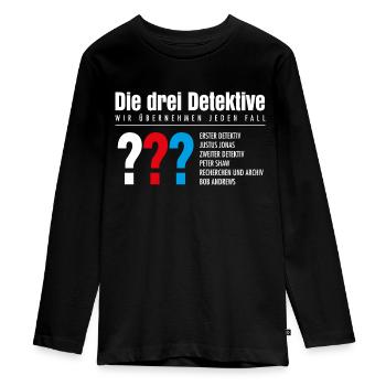 Die Drei ??? Detektive Visitenkarte - Teenager Premium Bio Langarmshirt - Schwarz - Vorne - AI Model Kid Female (0cm)
