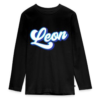 Leon | Colors changeable - Teenager Premium Organic Long Sleeve Shirt - black - Front - AI Model Kid Female (0cm)