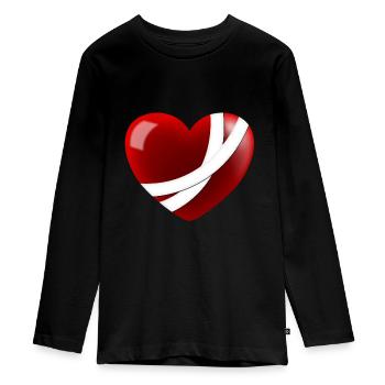 Wounded Heart - Teenager Premium Organic Long Sleeve Shirt - black - Front - AI Model Kid Female (0cm)