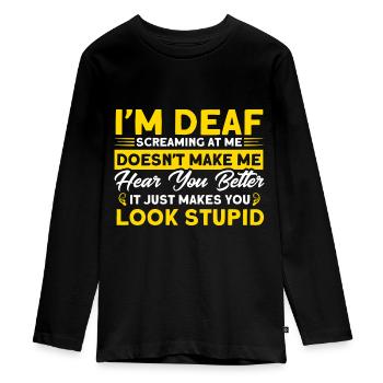 Hörgerät Gebärdensprache Gehörlose - Teenager Premium Bio Langarmshirt - Schwarz - Vorne - AI Model Kid Female (0cm)
