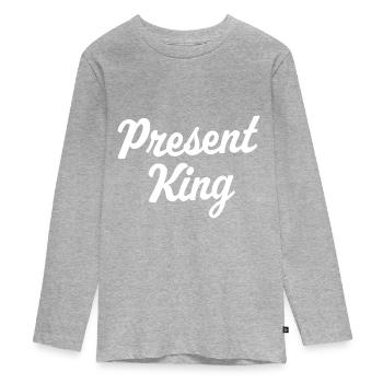 Present King - Teenager Premium Organic Long Sleeve Shirt - heather grey - Front