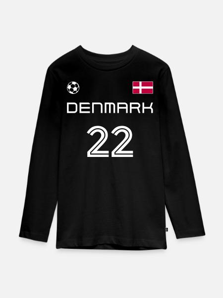 Danmark 2022 Danmark Jersey FodboldFan - Premium økologisk langærmet T-shirt til teenagere - sort