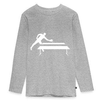 Joueur à table de ping-pong - T-shirt manches longues Premium Ado - gris chiné - Devant