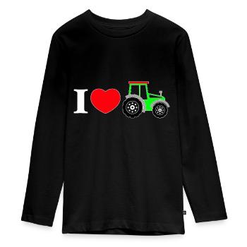 I love my tractor - Teenager Premium Bio Langarmshirt - Schwarz - Vorne - AI Model Kid Female (0cm)