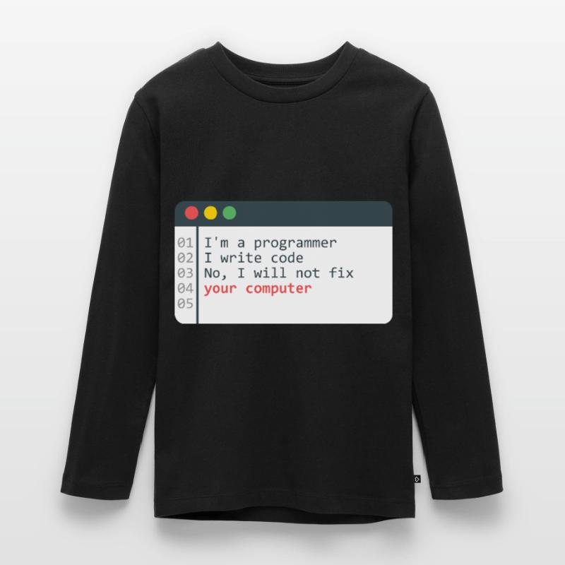 Programmer HTML Computer Coder Coding Programming Teenager Premium Organic Long Sleeve Shirt