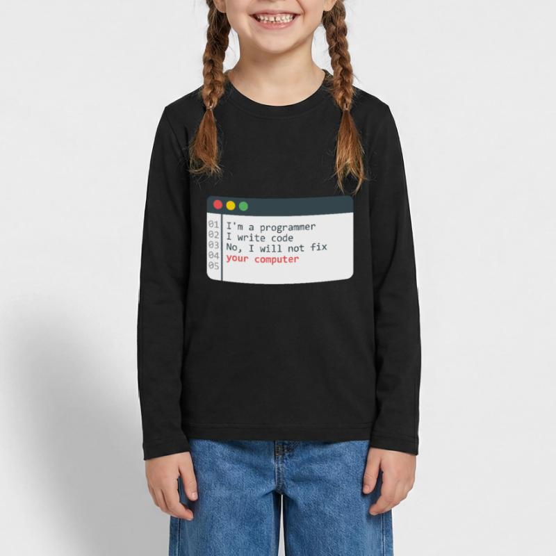 Programmer HTML Computer Coder Coding Programming Teenager Premium Organic Long Sleeve Shirt