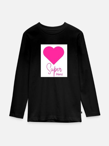 Super Mom - Teenager Premium Bio Langarmshirt - Schwarz