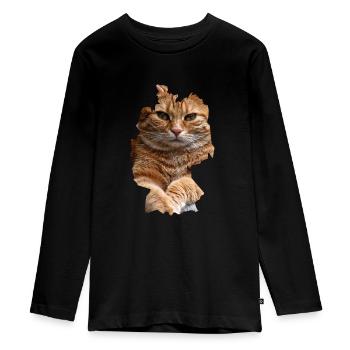 Katze, Katzen - Teenager Premium Bio Langarmshirt - Schwarz - Vorne - AI Model Kid Female (0cm)