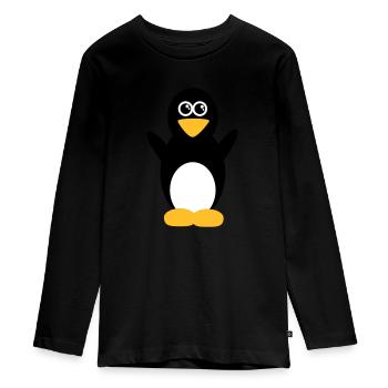 pingouin - T-shirt manches longues Premium Ado - noir - Devant - AI Model Kid Female (0cm)