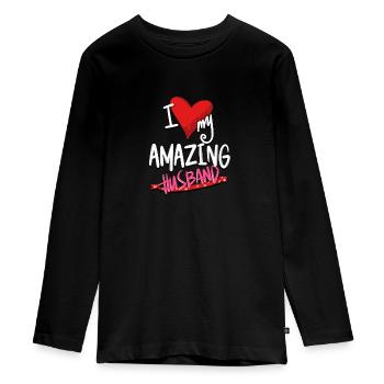 J'adore mon époux incroyable - T-shirt manches longues Premium Ado - noir - Devant - AI Model Kid Female (0cm)
