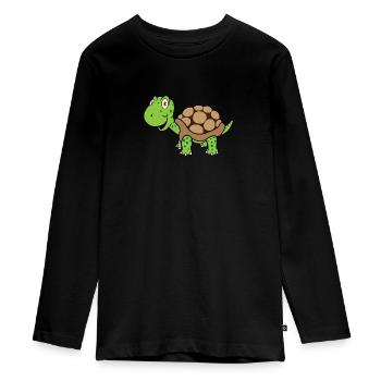 Turtle Solo - Teenager Premium Organic Long Sleeve Shirt - black - Front - AI Model Kid Female (0cm)