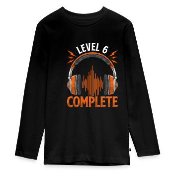 Niveau 6 Est atteint - Cadeau - T-shirt manches longues Premium Ado - noir - Devant - AI Model Kid Female (0cm)
