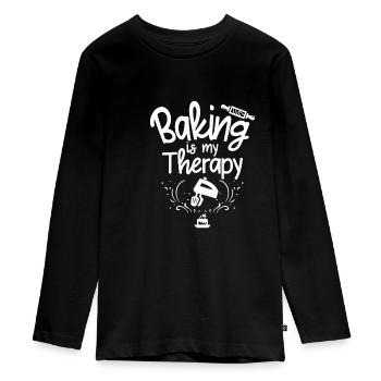 Baking Is My Therapy - Geschenk - Teenager Premium Bio Langarmshirt - Schwarz - Vorne - AI Model Kid Female (0cm)