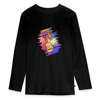 Guitar Basil - Teenager Premium Bio Langarmshirt - Schwarz - Vorne - AI Model Kid Female (0cm)