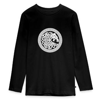Wikinger Fenrir Wolf - Teenager Premium Bio Langarmshirt - Schwarz - Vorne - AI Model Kid Female (0cm)