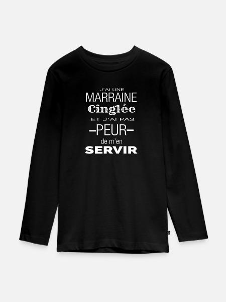 J'ai une marraine cinglée - T-shirt manches longues Premium Ado - noir
