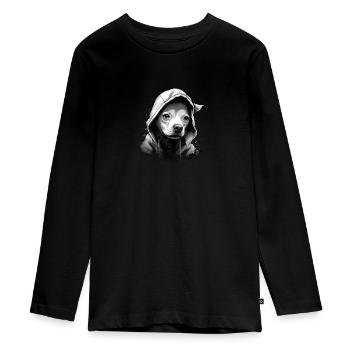 Chihuahua | Chien Cool | Rap | Hip-Hop | Gangster - T-shirt manches longues Premium Ado - noir - Devant - AI Model Kid Female (0cm)